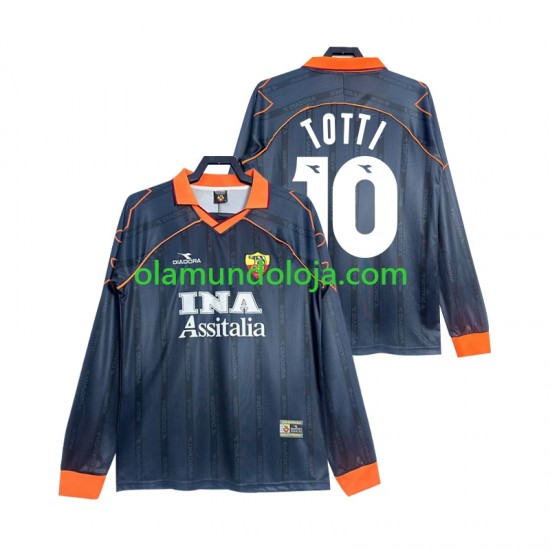 Camisola AS Roma Totti 10 2000 Retro Homem Equipamento Terceiro 1999 Manga Comprida